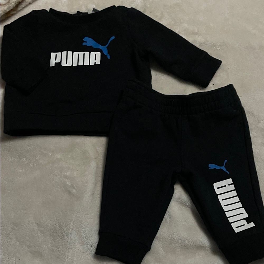 Puma Kids Black and Blue Sweatpants Set